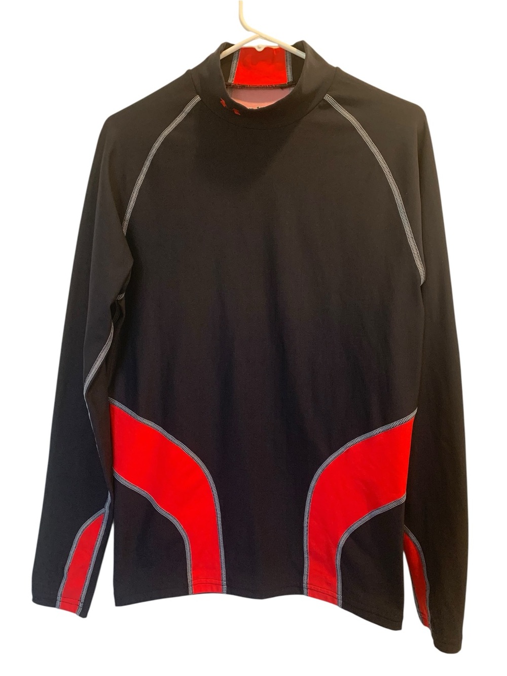 Under Armour Shirt Coldgear Black and Red Long Sleeve Youth Size XL